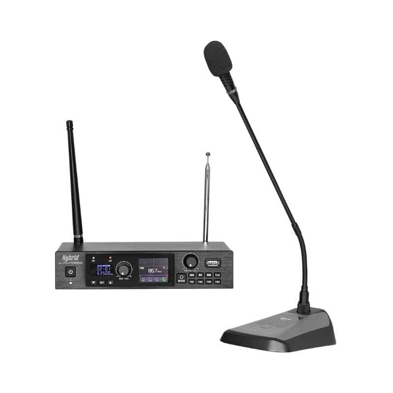 Hybrid U-PV/MEDIA Desktop UHF Paging Microphone with Media Player